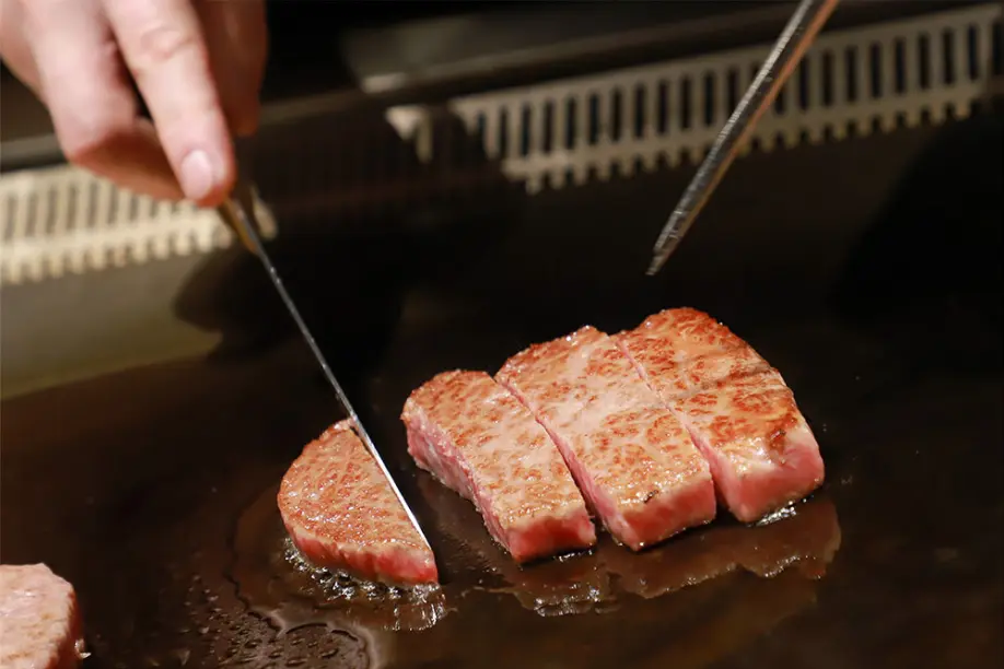 Saga wagyu cooked teppanyaki-style