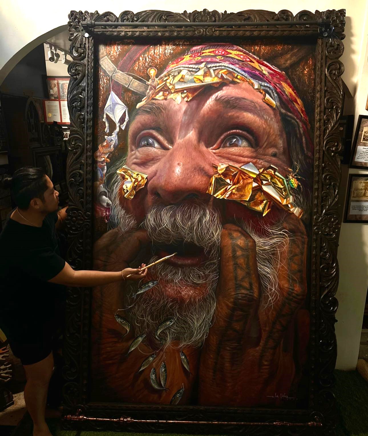 The artist with his award-winning work