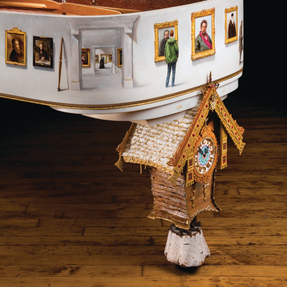 Close-ups of the piano’s intricate details