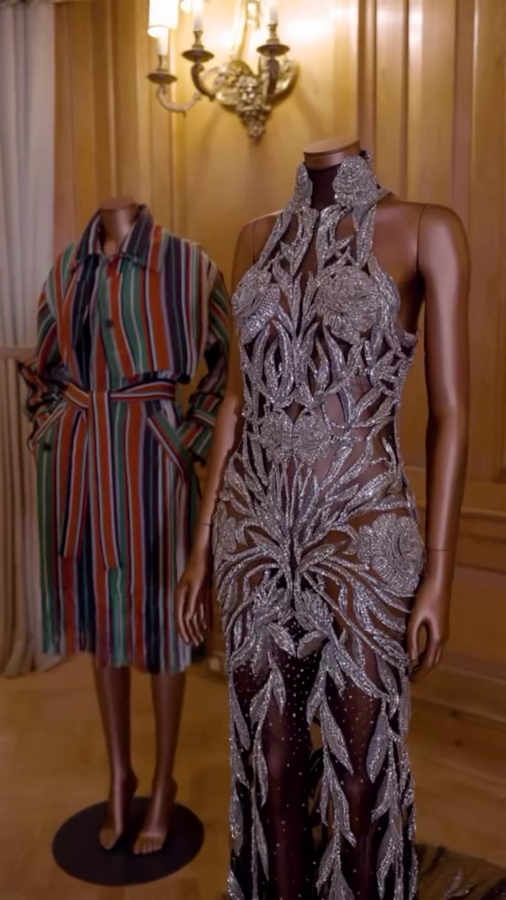 Some of the clothes featured in Naomi Campbell's exhibit at the Victoria & Albert Museum