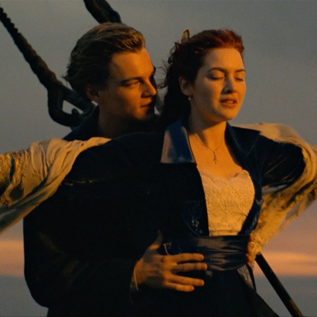 Leonardo DiCaprio and Kate Winslet as Jack and Rose