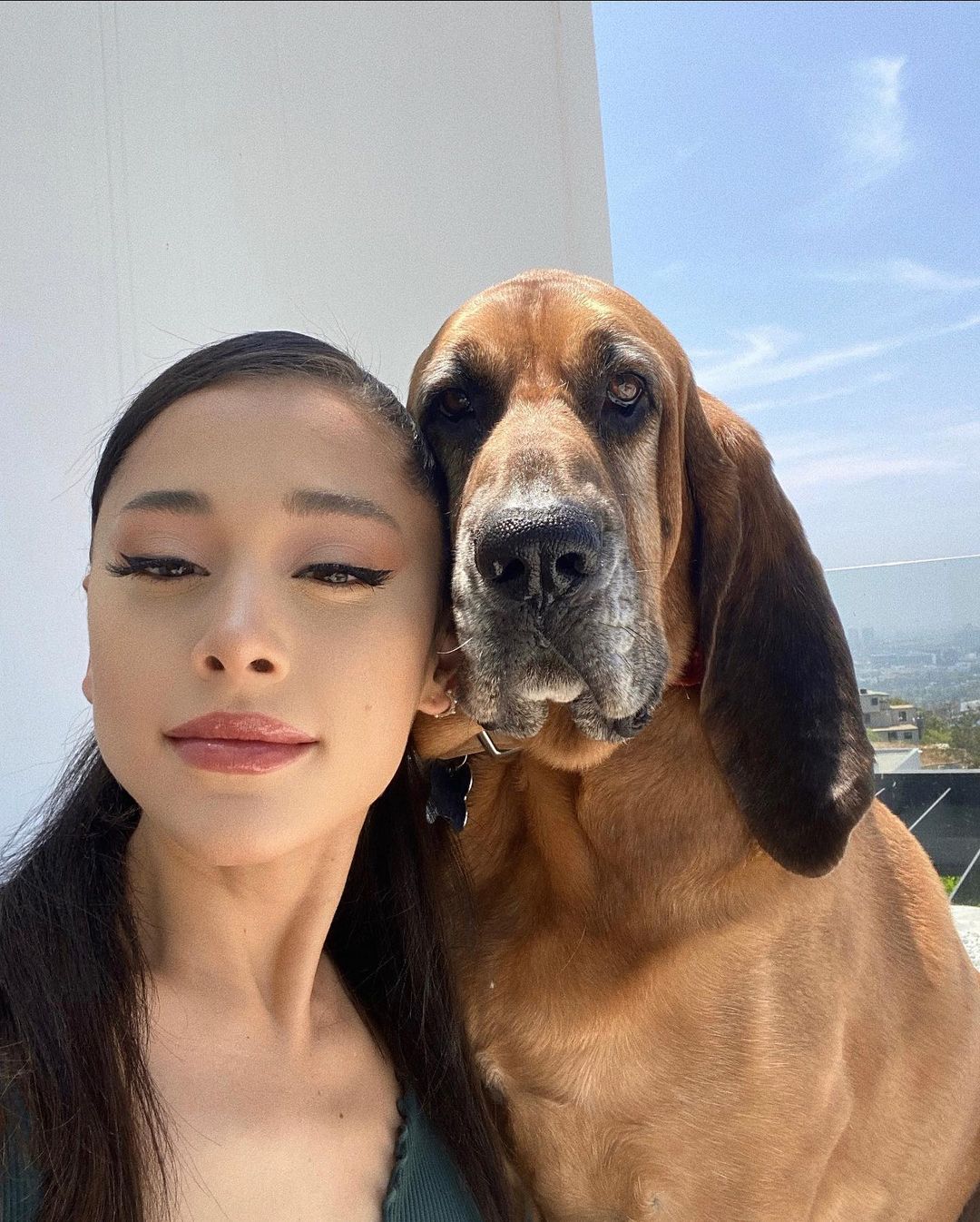 Ariana Grande with her dog Lafayette