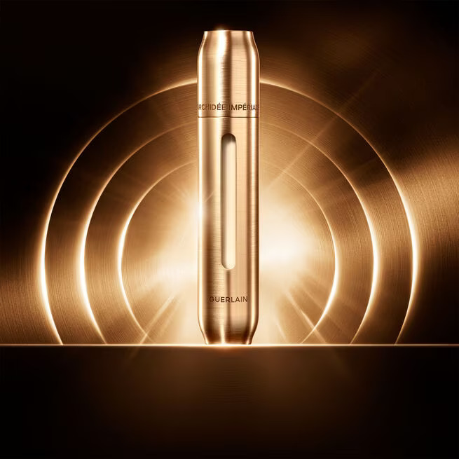 RIGHT: Guerlain's Orchidée Impériale Gold Nobile Serum; LEFT: Guerlain's Orchidée Impériale Gold Nobile Cream