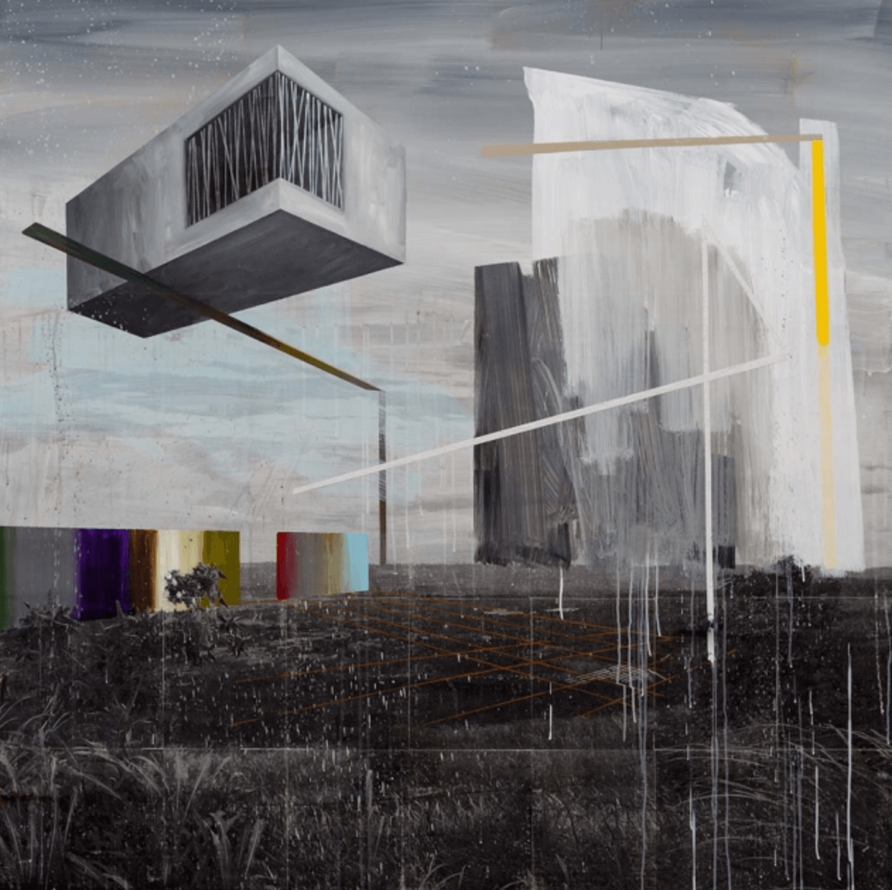 According to Bode Gallery, Cabangis uses a technique called emulsification to move pictures from photos he takes during bike rides onto canvas.