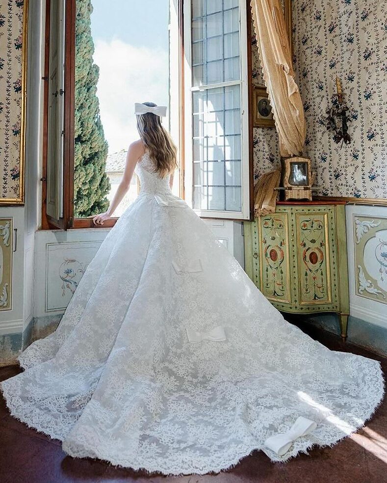 The collection utilizes lace and bows in most pieces