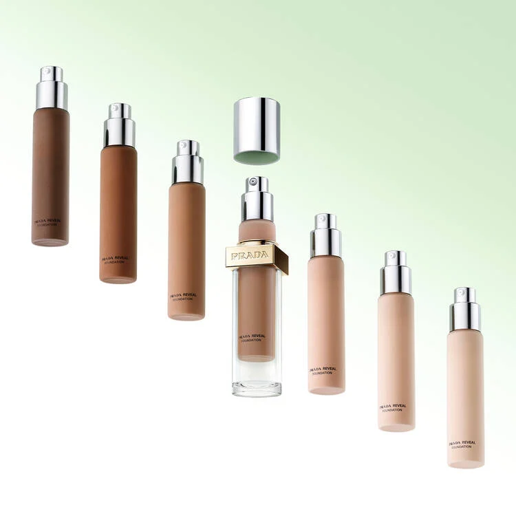 Prada’s Reveal Skin Optimizing Foundation is described as transfer resistant