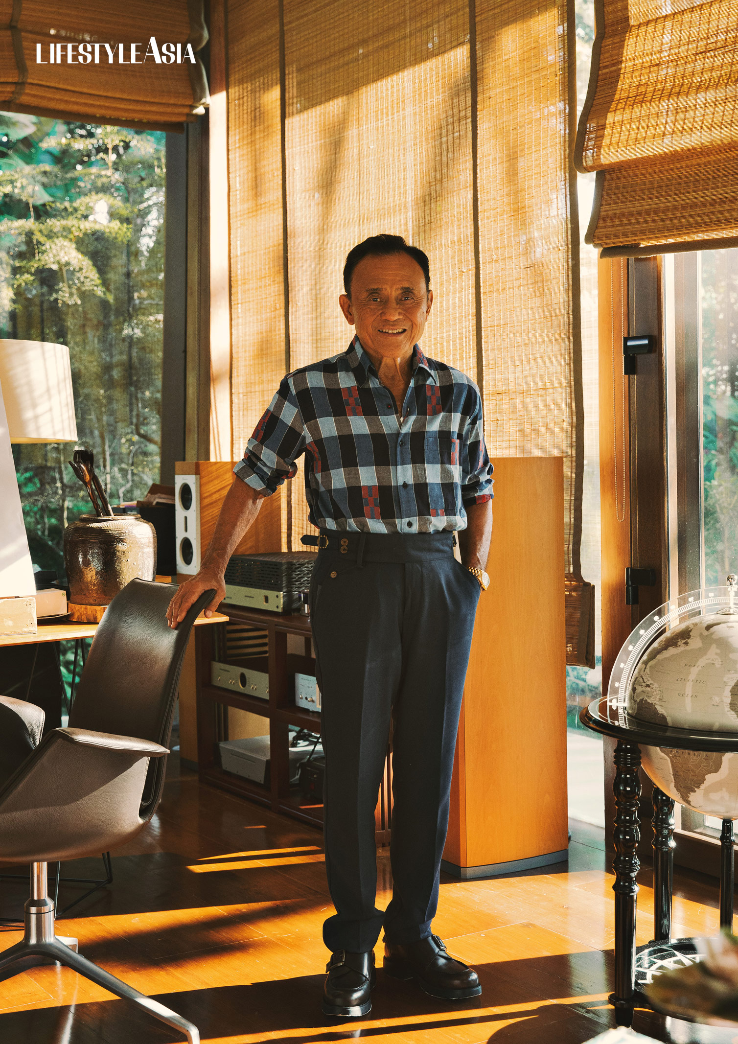 Indian woven shirt, KARDO; Blue wool trousers, BENJAMIN BARKER; Single monk strap shoes, KLEMAN; All available at RUSTAN’S Makati.