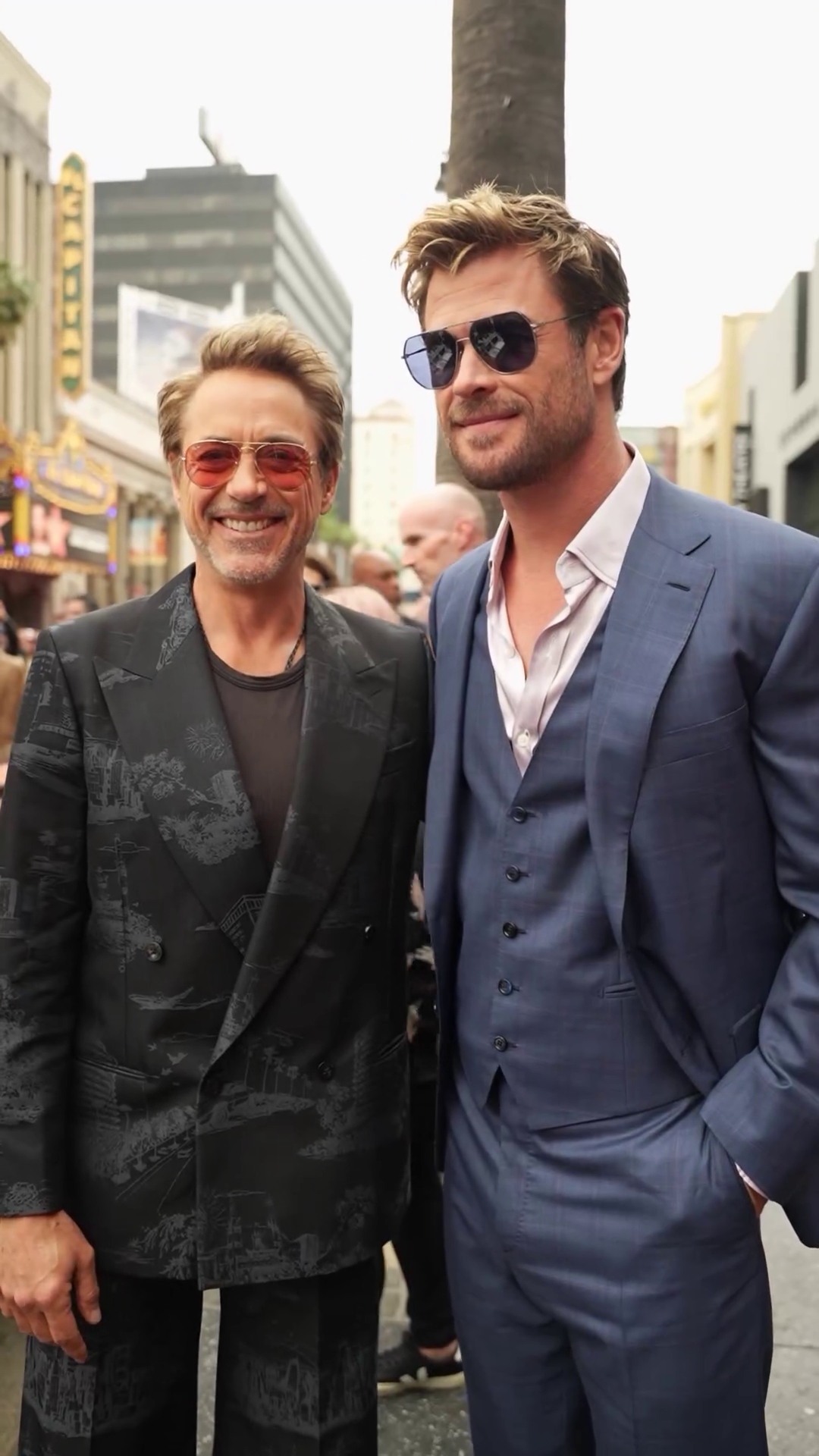 Robert Downey Jr. and Chris Hemsworth at the Hollywood Walk of Fame
