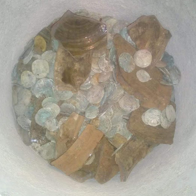 The Poorton hoard of 17th-century coins were found in a smashed, glazed pottery bowl