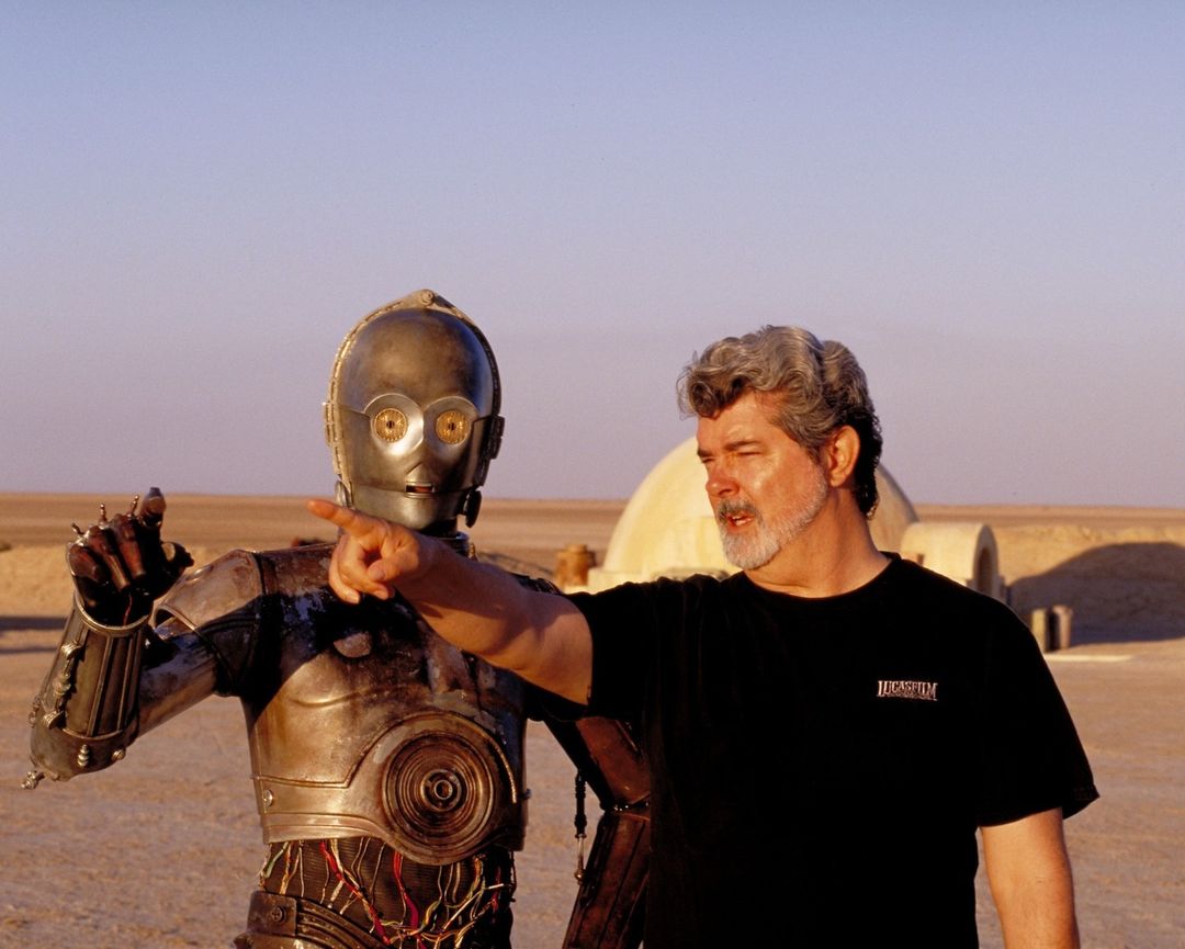 George Lucas on the set of Star Wars