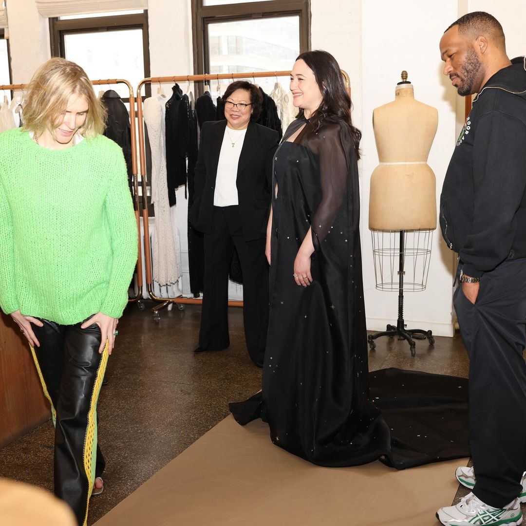 Lily Gladstone's dress fitting with Gabriela Hearst