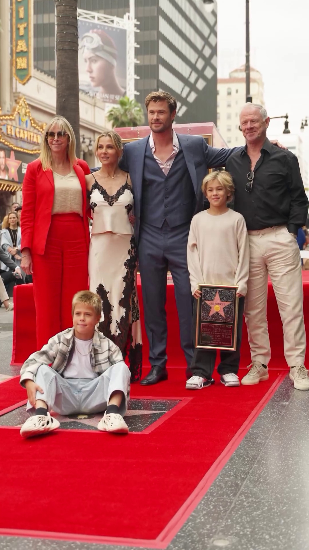 Chris Hemsworth with his family at the Hollywood Walk of Fame
