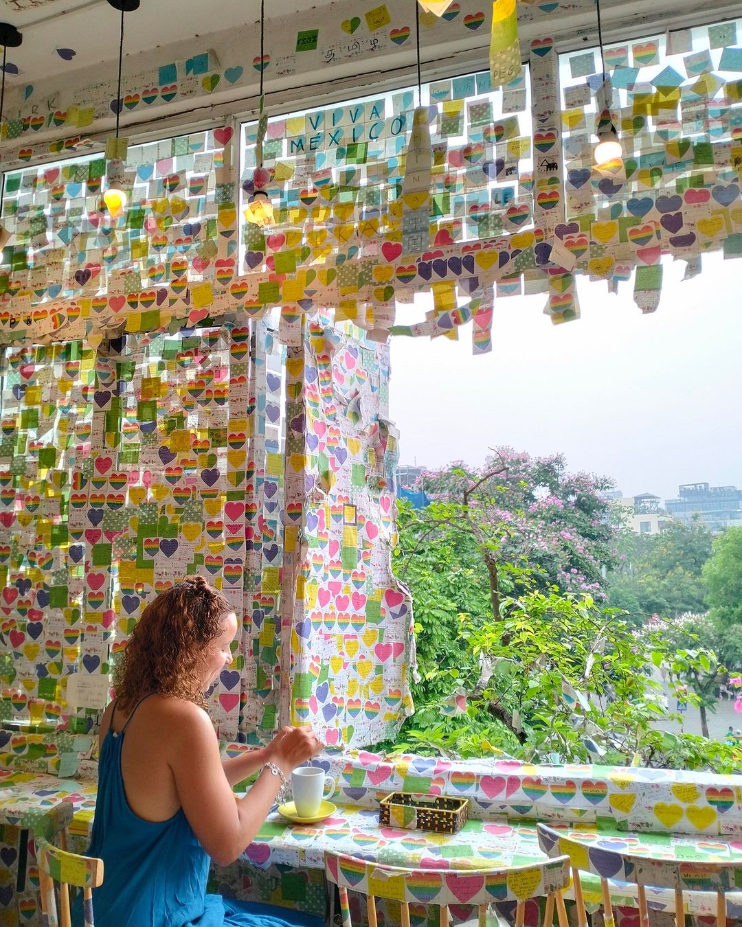 Inside The Note Coffee in Hanoi, Vietnam