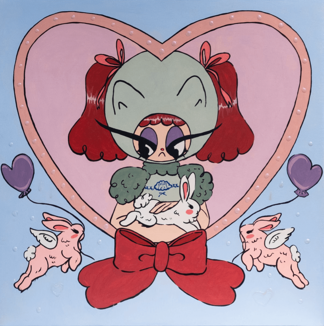 Works from new artists in MoCAF Discoveries 2024. TOP LEFT: “Pretty Things” by Meemoo. TOP RIGHT: “Remember the Future” by Benedir. BOTTOM LEFT: “House Cleaning” by Omok. BOTTOM RIGHT: “End-cyclopedia” by Amos Malayao.