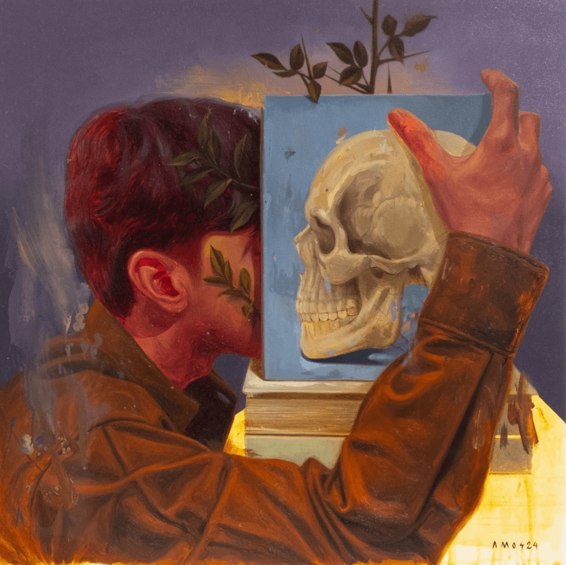 Works from new artists in MoCAF Discoveries 2024. TOP LEFT: “Pretty Things” by Meemoo. TOP RIGHT: “Remember the Future” by Benedir. BOTTOM LEFT: “House Cleaning” by Omok. BOTTOM RIGHT: “End-cyclopedia” by Amos Malayao.