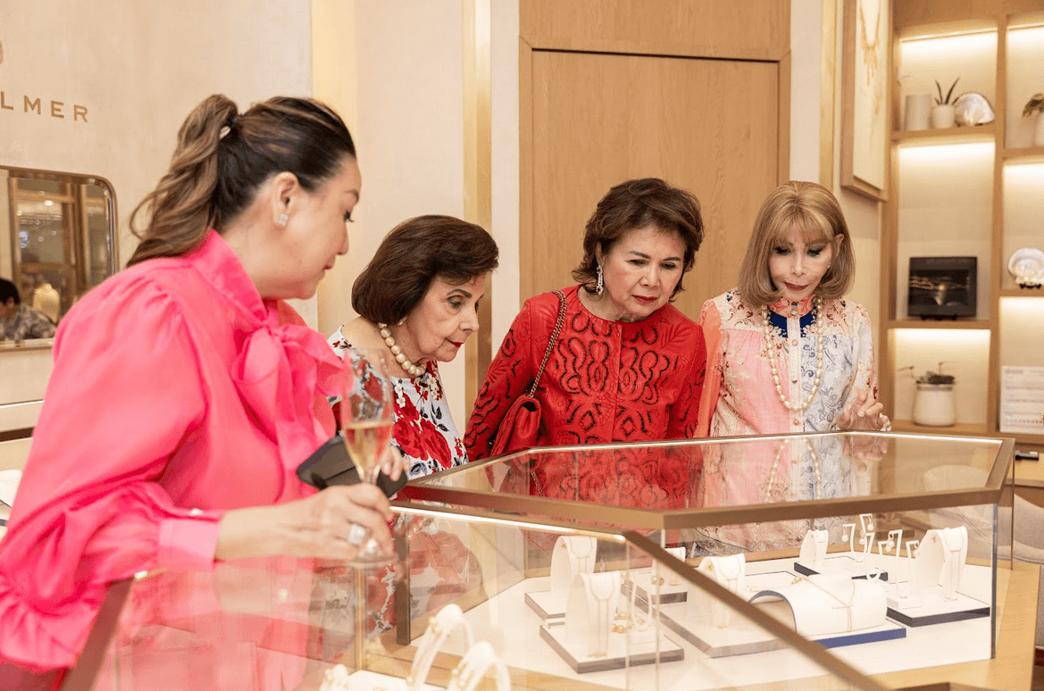 LEFT: Frances Siao, Teresin Mendezona, Mariquita Yeung, and Marguerite Lhuillier; RIGHT: Miss Universe Philippines 2022 Top 10 Finalist Lou Piczon, Lorraine Hann, and Miss Universe Philippines 2019 Gazini Ganados