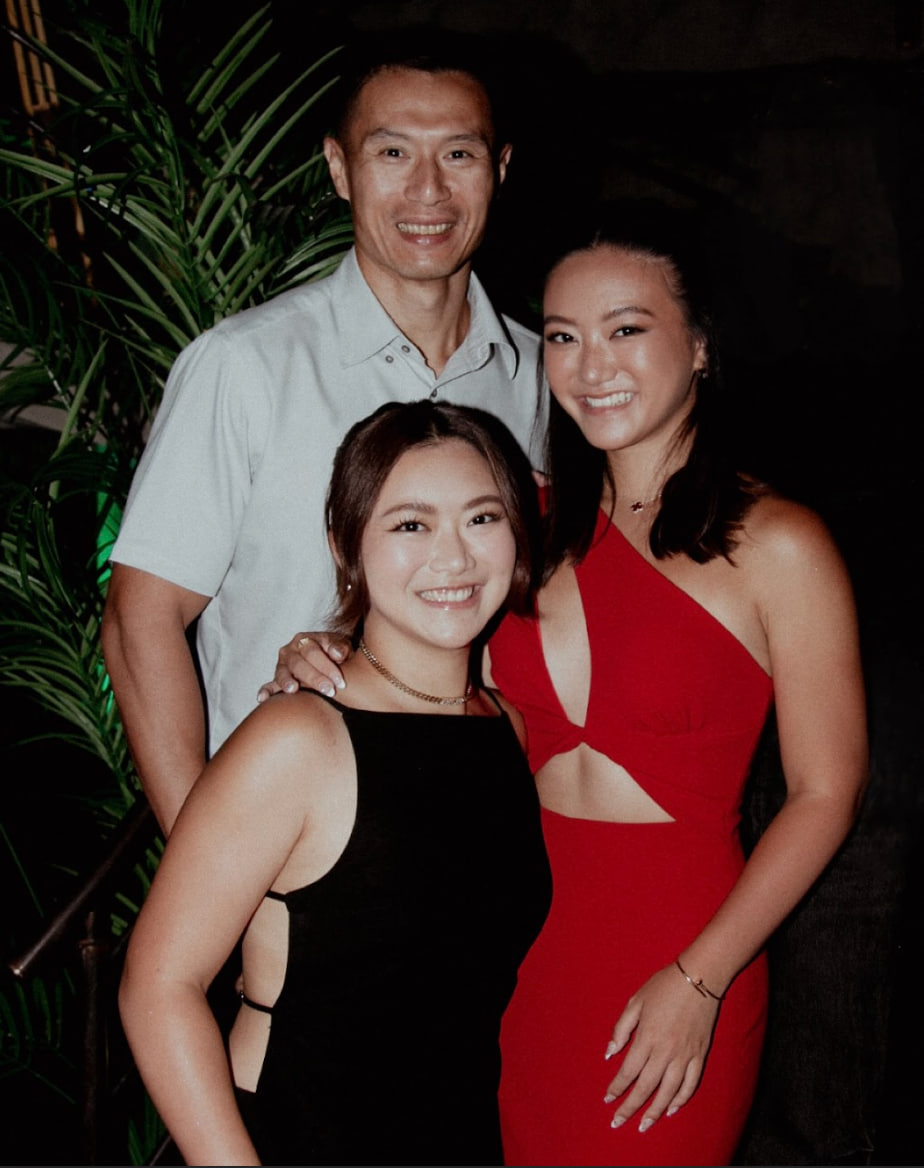 Francine and Corrine Limsim with their dad, Ronald, who appreciates any gift that comes from his daughters’ hearts