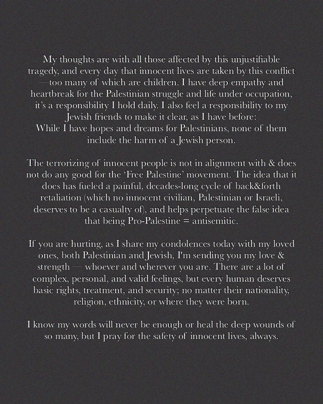 Gigi Hadid's statement about Palestine