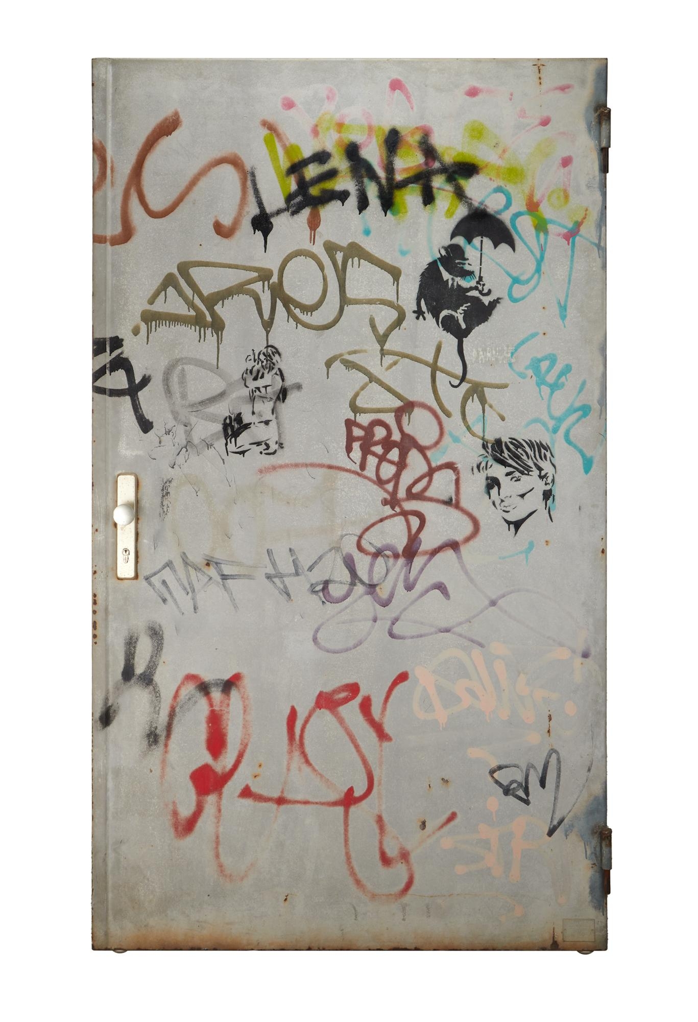 L-R: Banksy's "Umbrella Rat," "Gangsta Rat," and "Placard Rat"