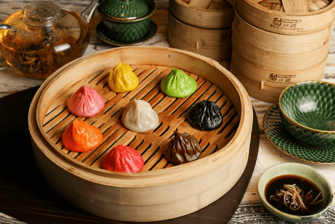 LEFT: Xiao Long Bao. RIGHT: Hong Shao Rou.