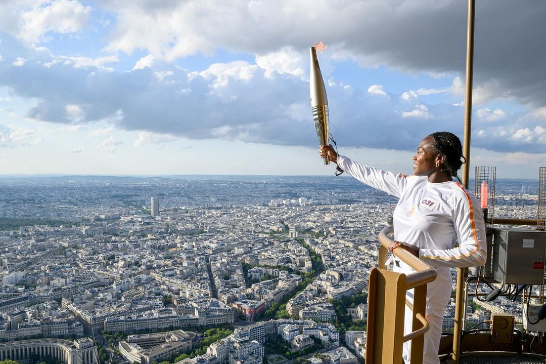 Clarisse Agbegnenou on the Eiffel Tower