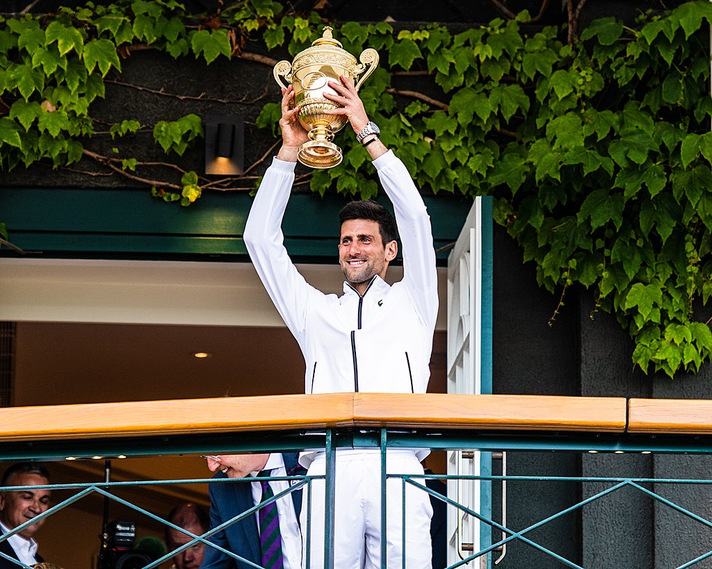 Novak Djokovic winning Wimbledon 2019