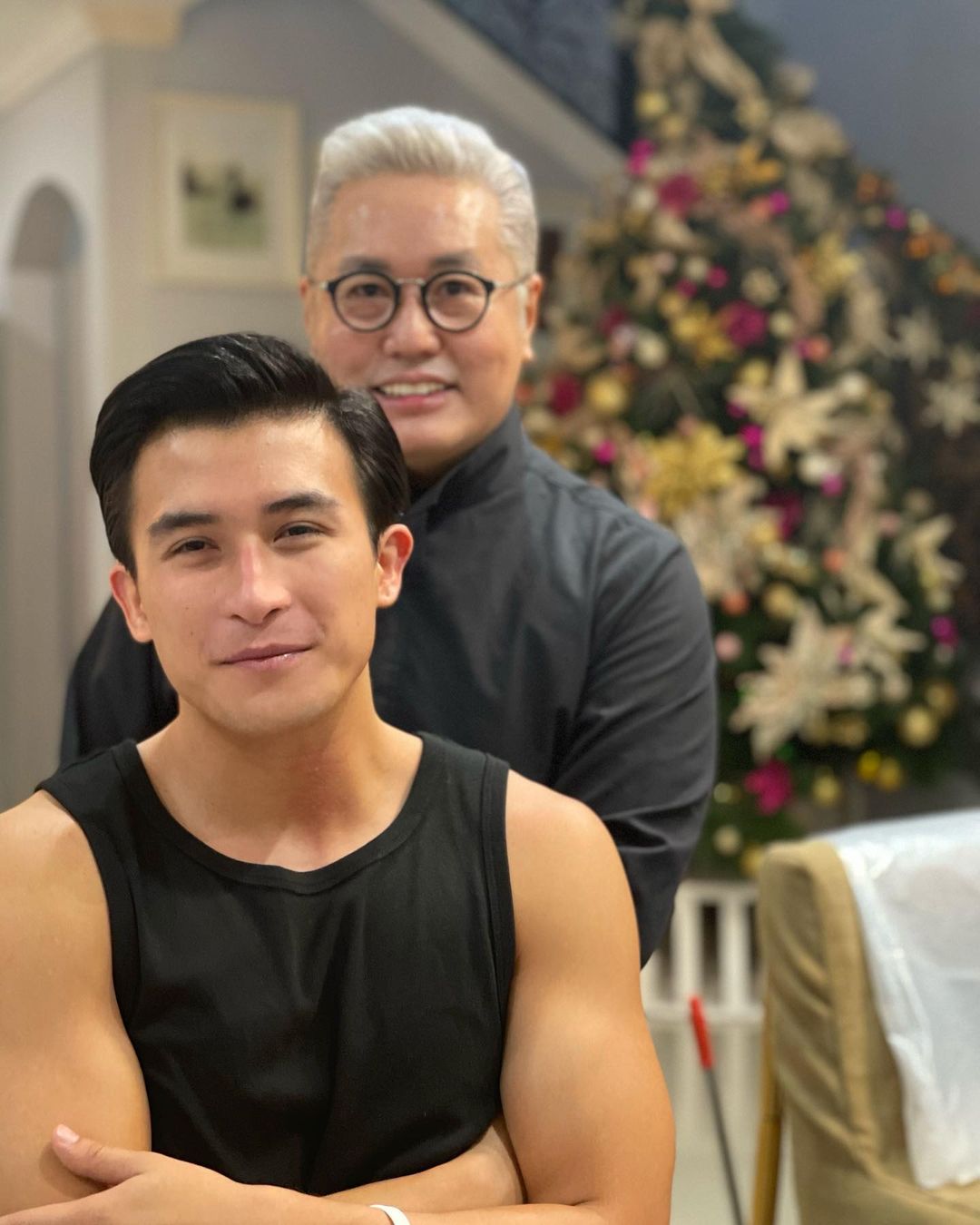 EFT: Junar Santos. RIGHT: Robert Ejercito with hair styled by Junar Santos