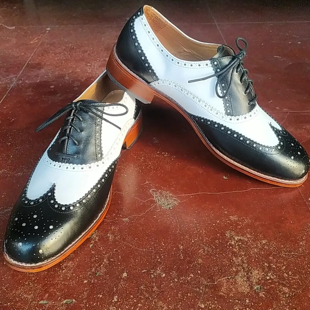 A pair of classic spectators in black and white from Black Wing Shoes