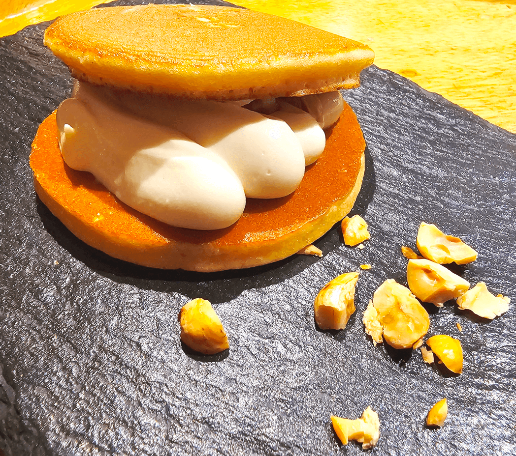 L-R, top to bottom: Japanese Dorayaki with Truffle Cream; Local Fresh Lapu-lapu with Fried Garlic Rice; Aged konbu, bonito flakes, fresh wasabi; Steamed Japanese Egg Custard, scallops with Dashi Sauce.