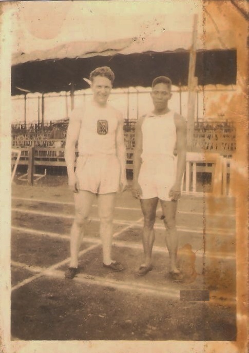 Loren Murchison (left) and David Nepomuceno (right) at the 1924 Summer Olympics in Paris