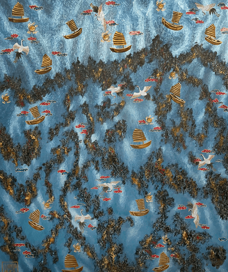 LEFT: "Diaspora in Blue." RIGHT: "Reimagined Community."