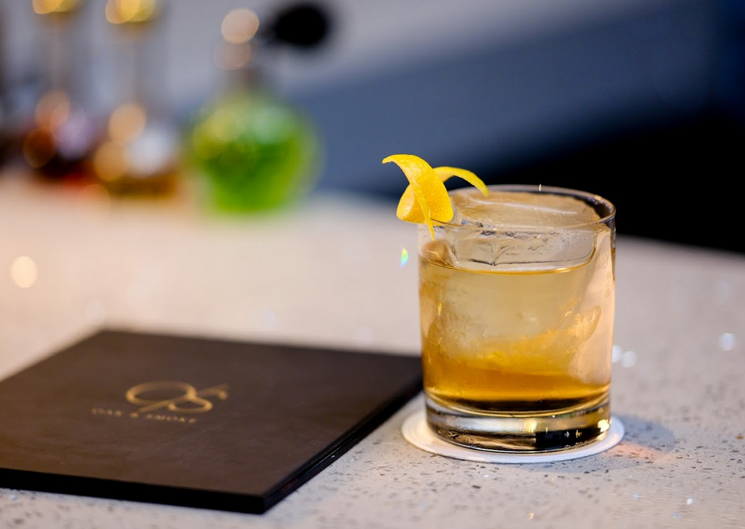 LEFT: "Jornamintador" cocktail. RIGHT: Banana-Miso Tres Leches