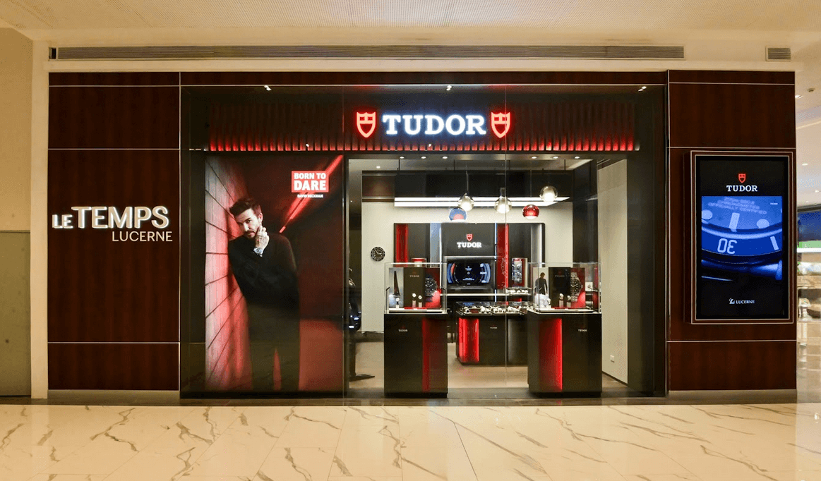 The facade of the newest TUDOR mono-brand boutique in GH Mall
