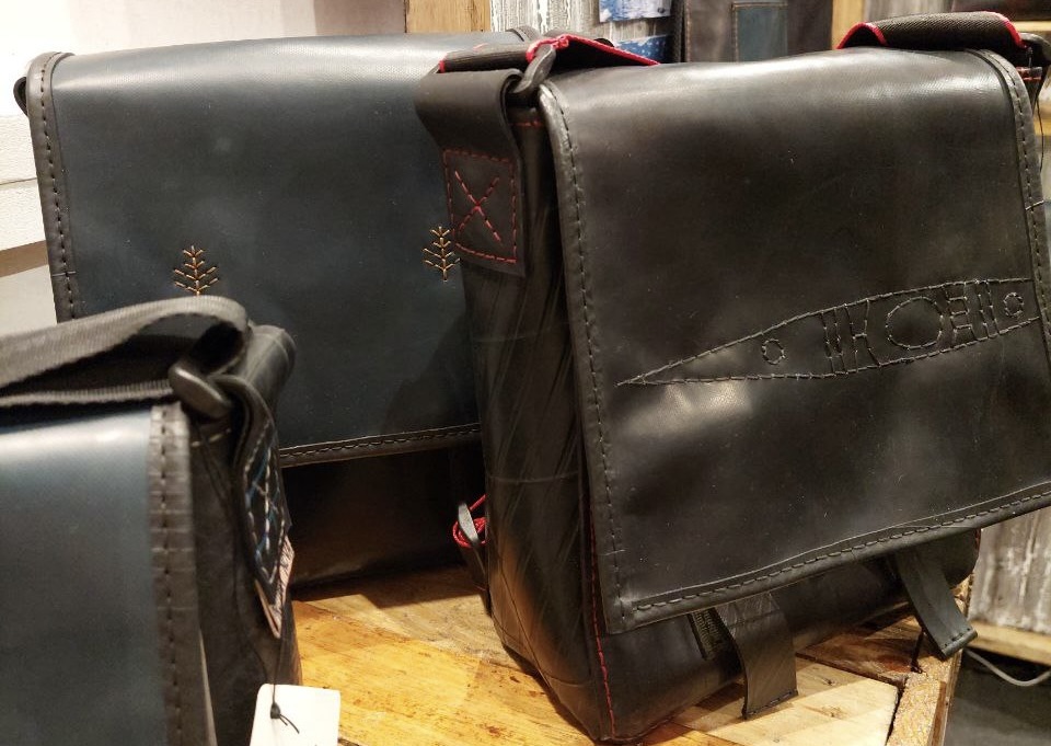 Bags and wallets from Project Nova, which uses upcycled materials like those from old kayaks