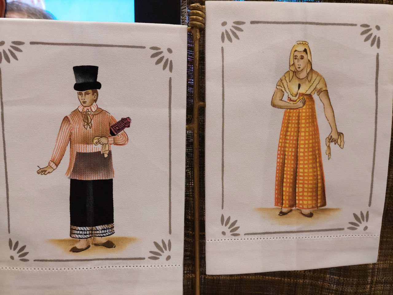 Hand-painted home textiles, and wood and tin accents, from Art of Gold Enterprises