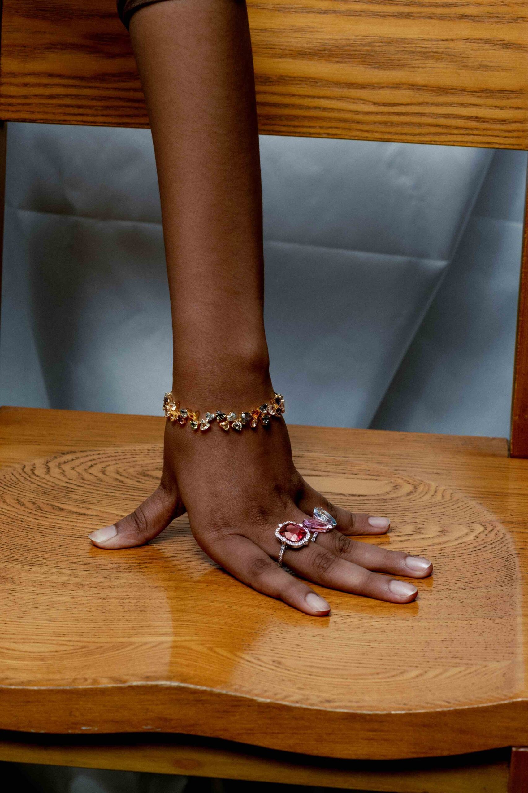 Unheated heart sapphires bracelet garnet ring and morganite and aquamarine toi et moi ring by Paul Syjuco