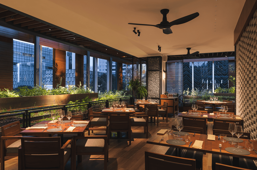 The Private Dining Room (left) and Alfresco Terrace (right) at Osteria Mozza