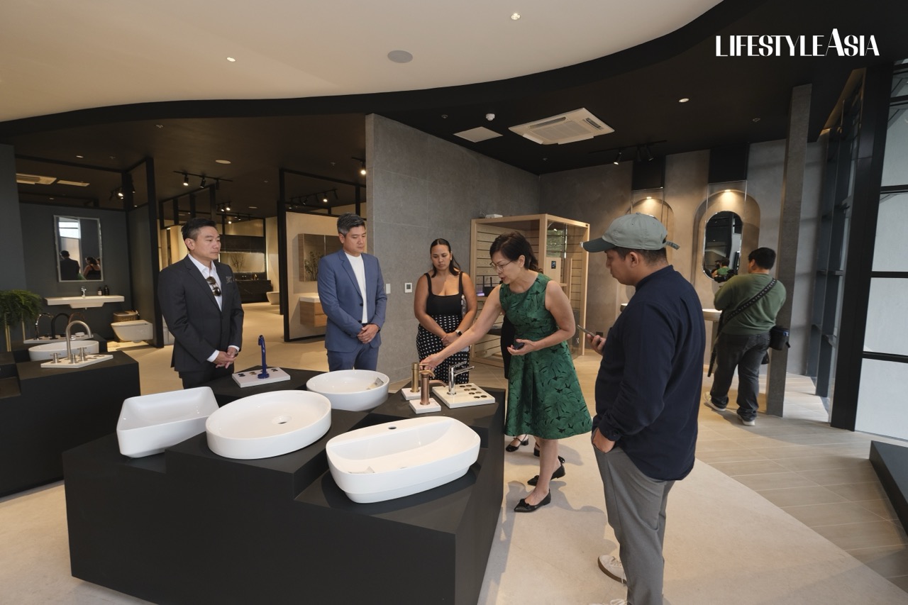 Liz Yang of Zucchetti walks guests through a tour of the brand’s finely-crafted bathroom fixtures