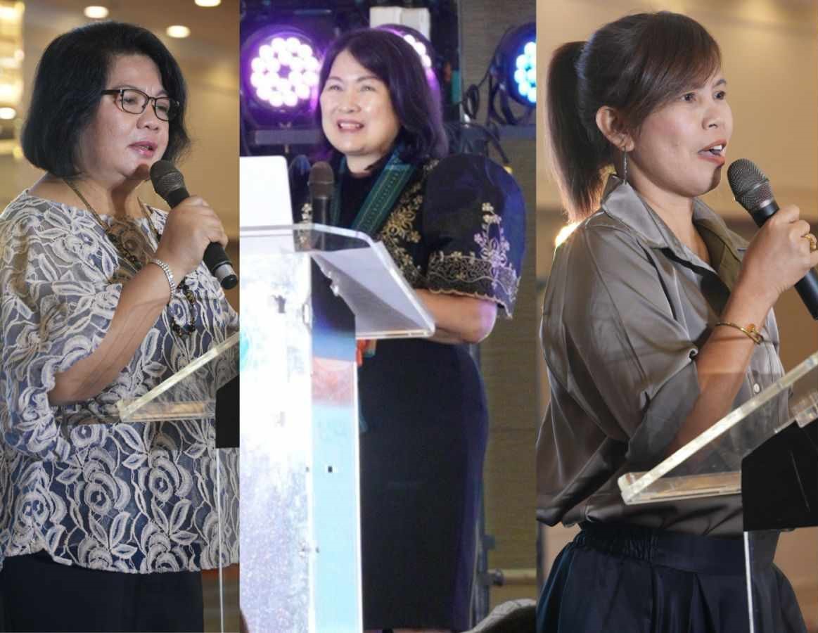  NCCA Deputy Executive Director Marichu Tellano; DTI Undersecretary Rafaelita M. Aldaba; and British Council Country Director Lotus Postrado at the Creative Nation Summit 2024