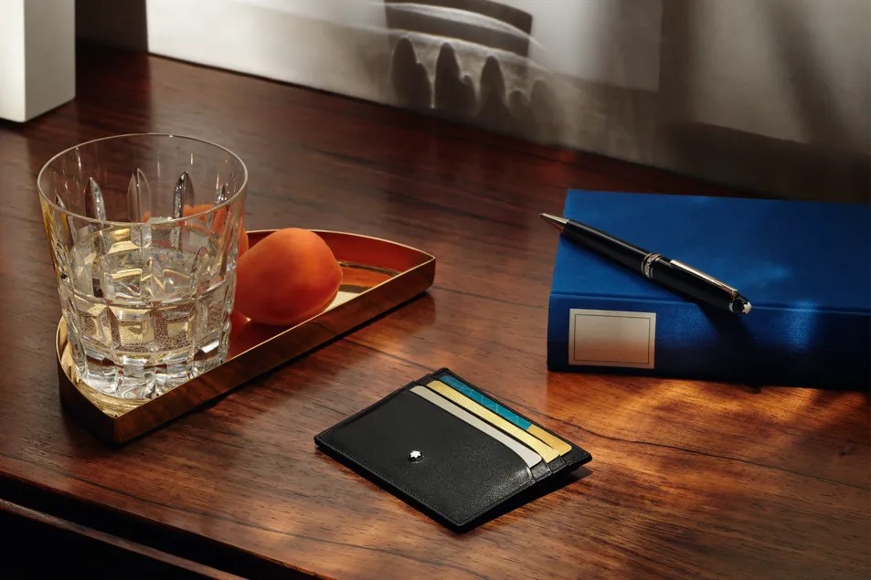 A Montblanc leather cardholder works great for holding business or credit cards, adding an elegant and professional air to any ensemble productivity 