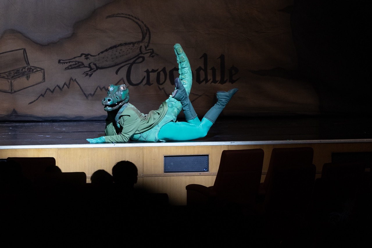 The Crocodile, danced by Cris Jay Malipot; the mermaids in Mermaid Lagoon; Tiger Lily danced by Clarise Miranda; Captain Hook (Mark Balucay) with his gang of pirates