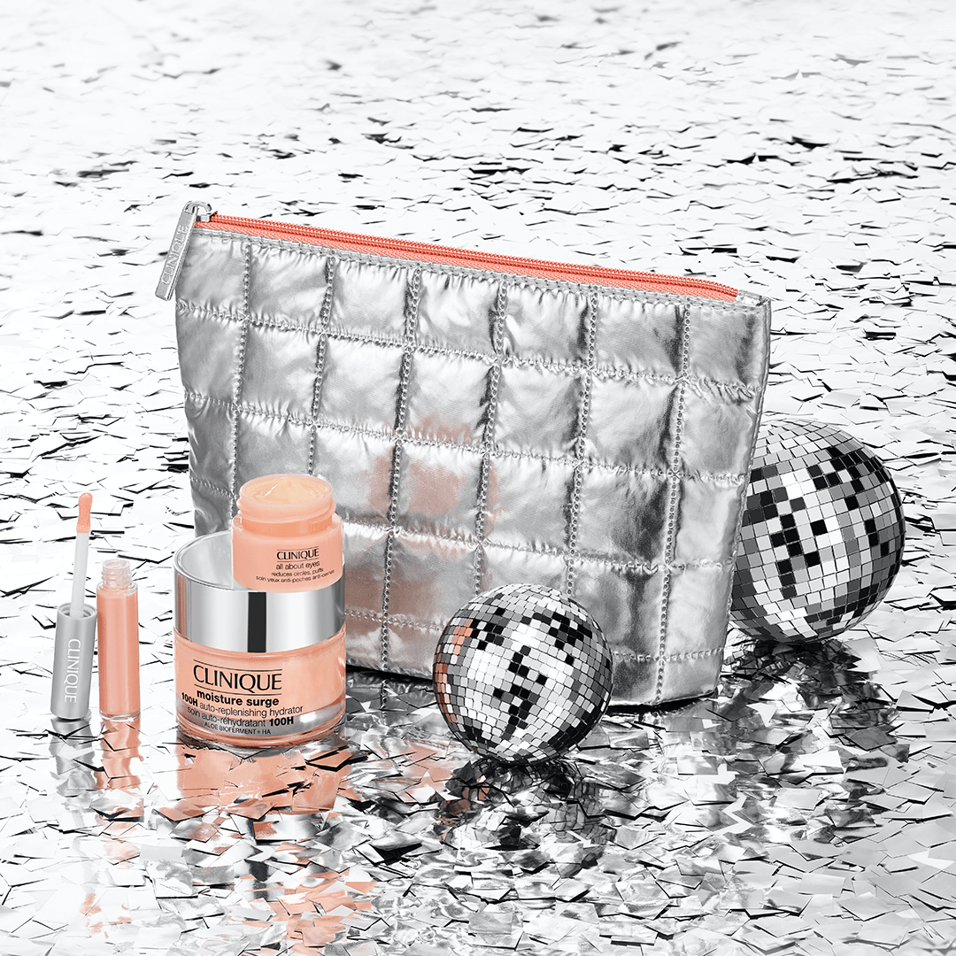 Clinique Moisture set with the lip gloss, moisturizer, and eye cream for the Moisture Surge 100 Hour Auto Replenishing Hydrator