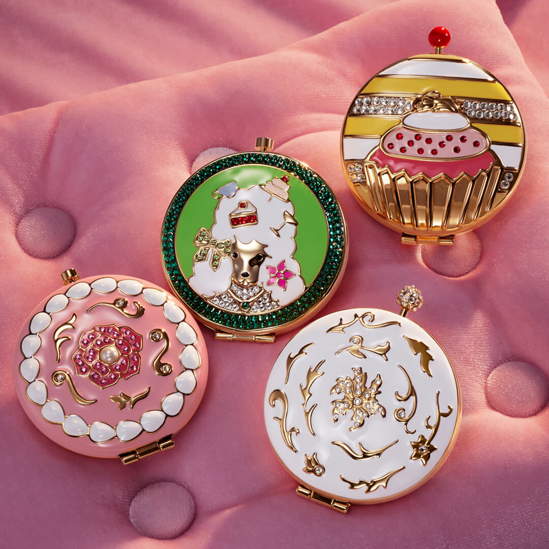 Metal Powder compact in decorative enamel designs by Estée Lauder