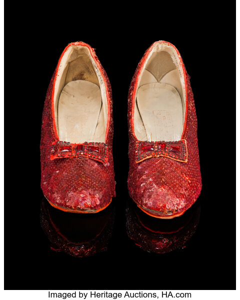 Judy Garland ruby shoes traveling shoes auction