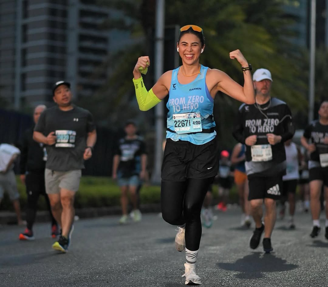 Milka Romero finishing her first 21k half marathon 