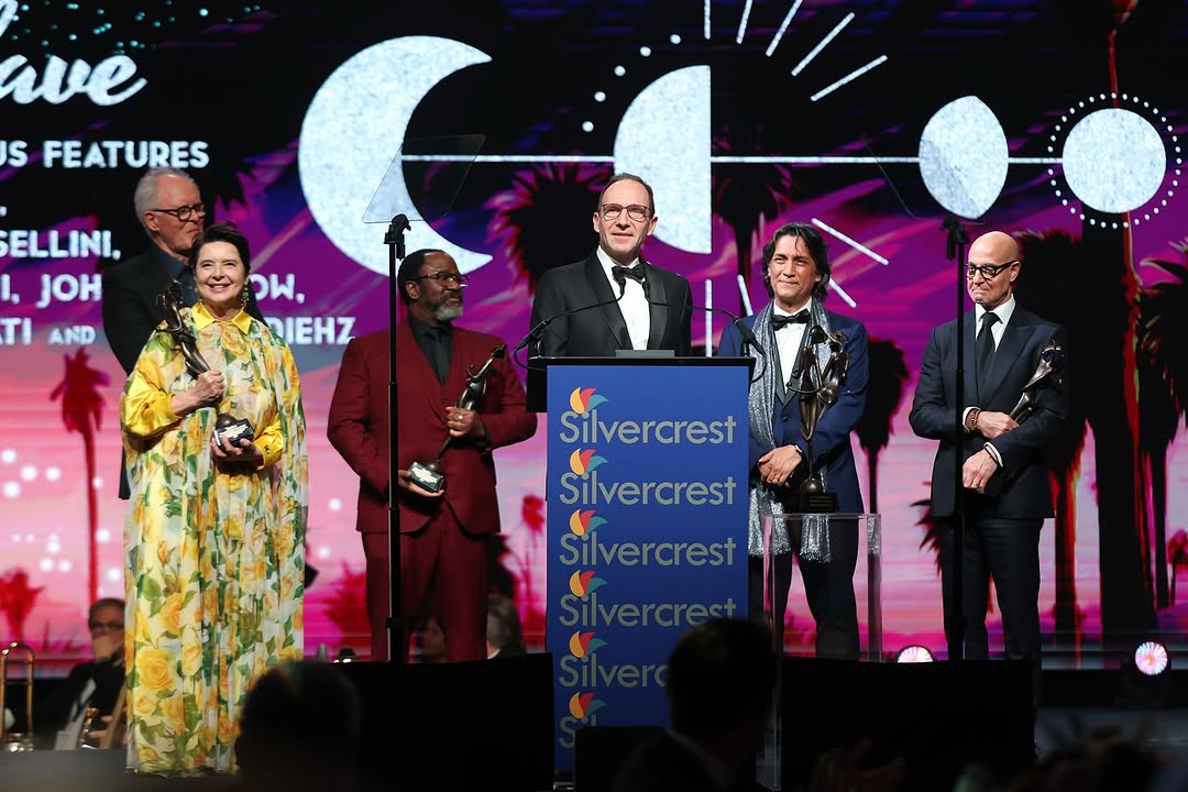 Ralph Fiennes, Stanley Tucci, John Lithgow, Isabella Rossellini, Carlos Diehz and Lucian Msamati accept the PSIFF awards for Conclave Palm Springs International Film Festival 