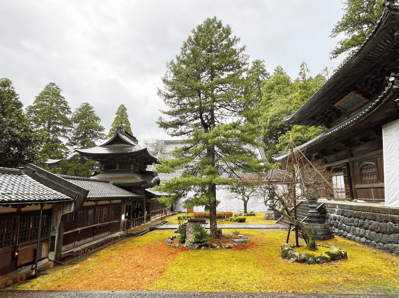 One of the inner courtyards at Eiheiji Temple, a monastery with more than 70 buildings in Fukui Japan