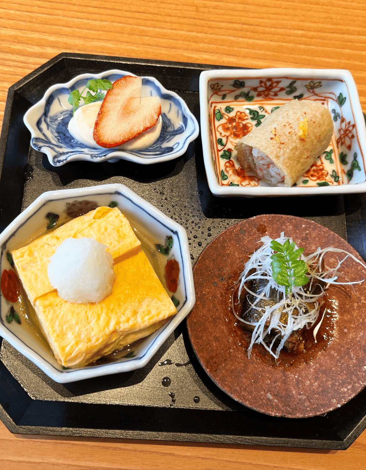 A selection of delectable morsels at Soba Yamaya in the Eshikoto complex
