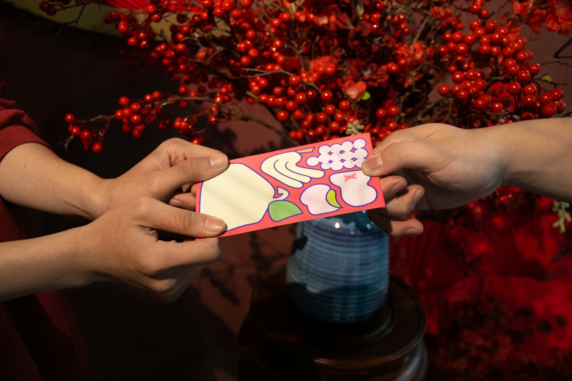 Exchanging money-filled envelopes is also a custom in Vietnam