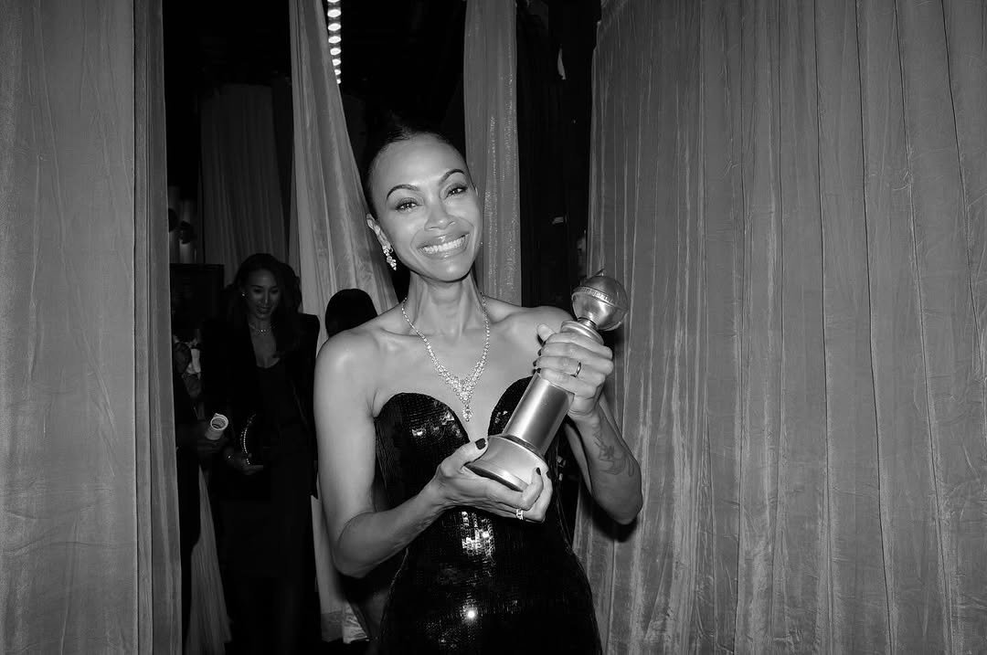 Zoe Saldaña takes home her first Golden Globe Award